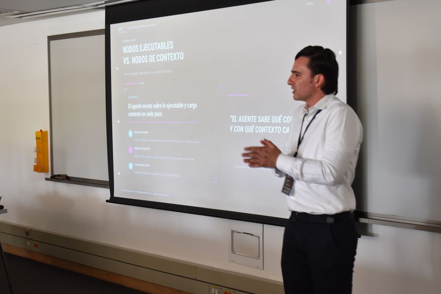 Workshop presenter explaining a slide